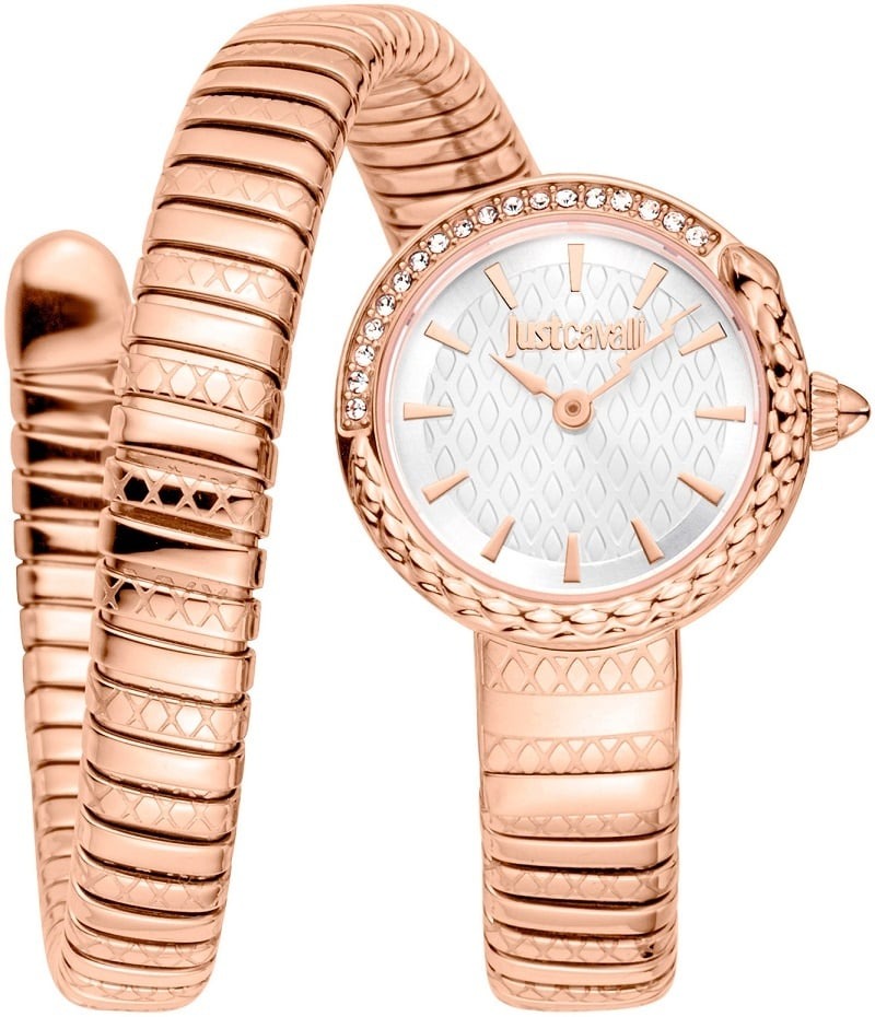 Just Cavalli Enchanting White Dial Rose Gold Steel Strap Watch for Women - JC1L301M0045