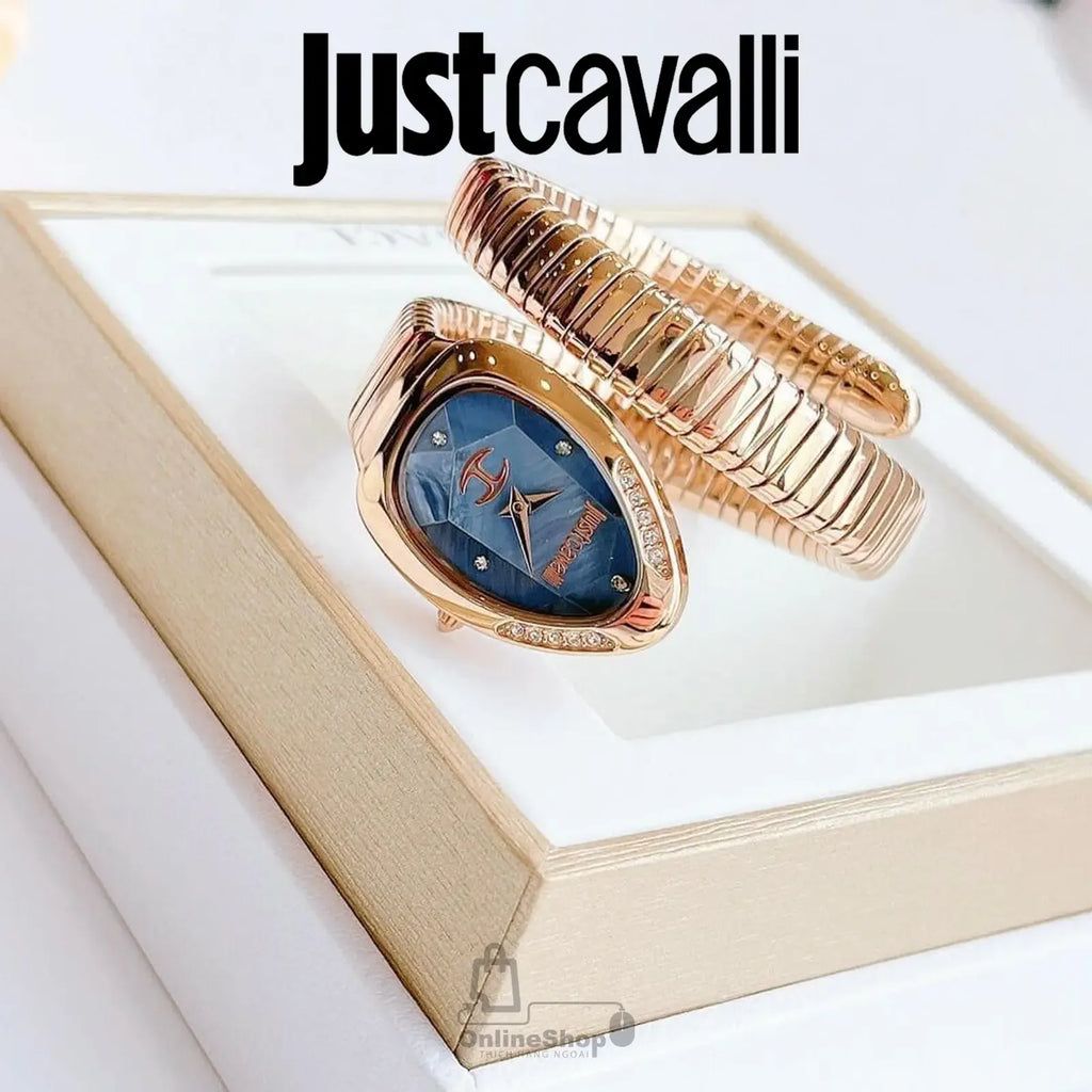 Just Cavalli Glam Evo 4 Blue Dial Rose Gold Steel Strap Watch for Women - JC1L229M0055