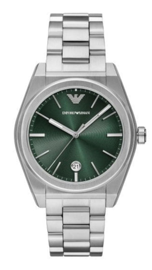 Emporio Armani Frederico Analog Green Dial Silver Steel Strap Watch for Men - AR11621