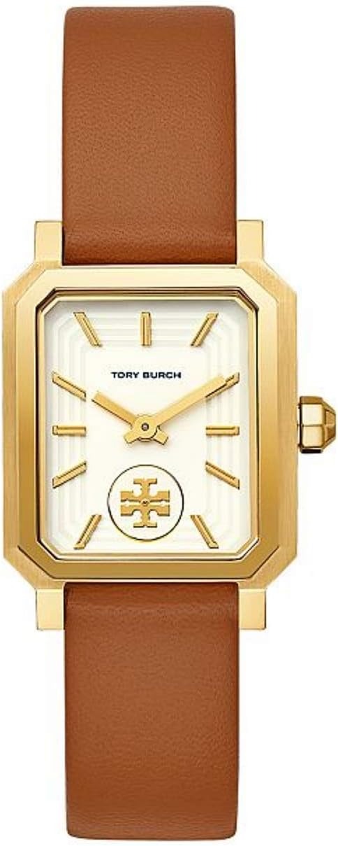 Tory Burch Robinson White Dial Brown Leather Strap Watch for Women - T