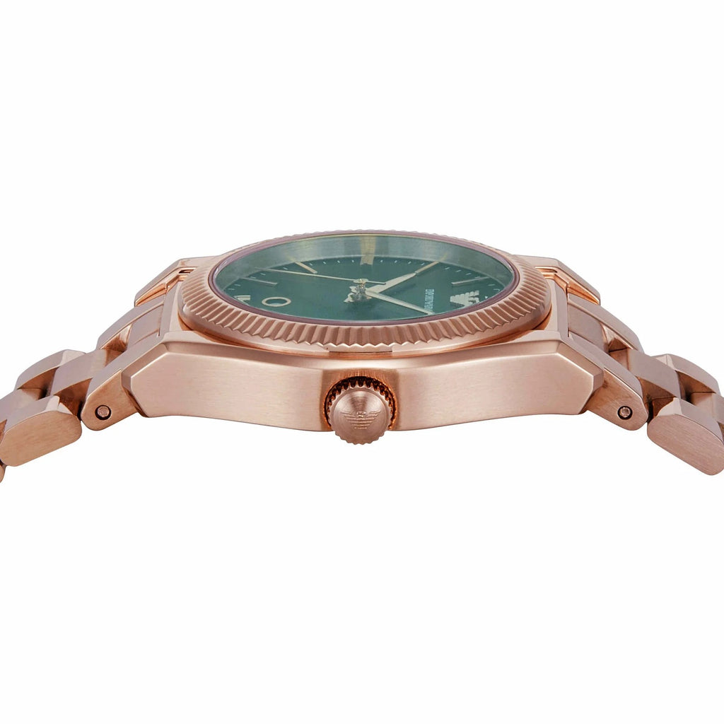 Emporio Armani Federica Analog Green Dial Rose Gold Steel Strap Watch for Women - AR11639