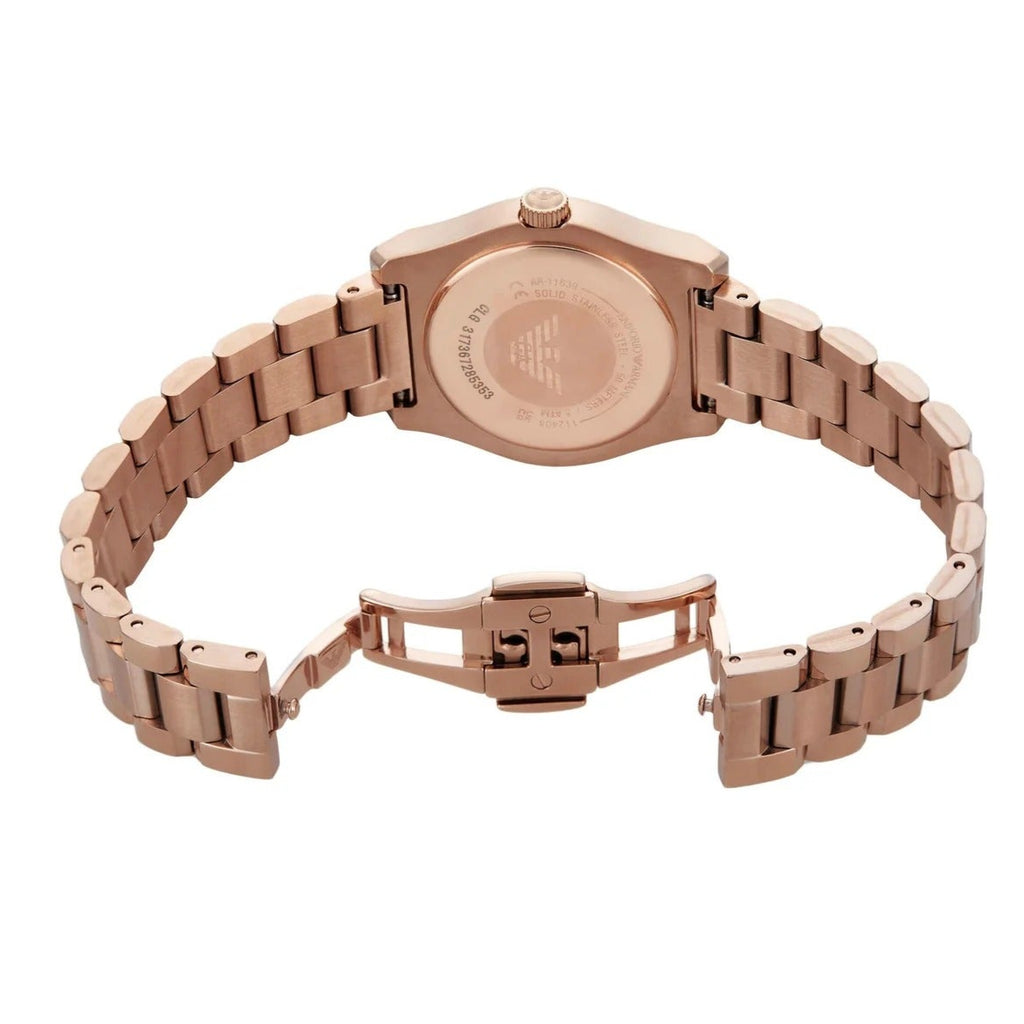 Emporio Armani Federica Analog Green Dial Rose Gold Steel Strap Watch for Women - AR11639
