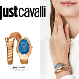 Just Cavalli Glam Evo 4 Blue Dial Rose Gold Steel Strap Watch for Women - JC1L229M0055