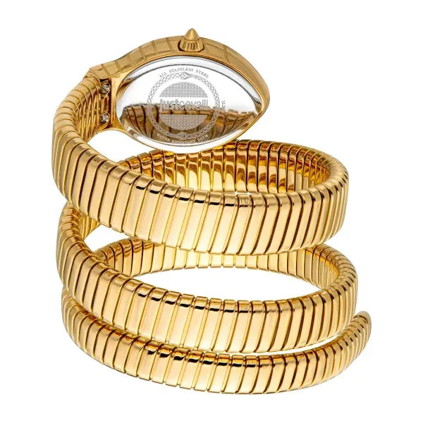 Just Cavalli Classico Lungo White Dial Gold Steel Strap Watch for Women - JC1L248M0025