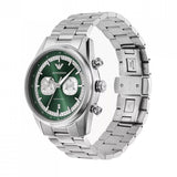 Emporio Armani Racer Chronograph Green Dial Silver Steel Strap Watch for Men - AR11637