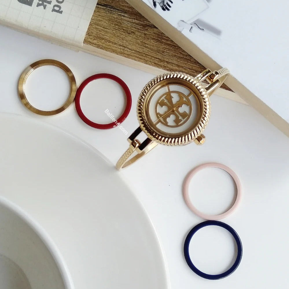 Tory Burch Riva Gold Dial Gold Steel Strap Watch for Women - TBW4029