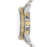 Emporio Armani World Explorer Chronograph Green Dial Two Tone Steel Strap Watch for Men - AR11695