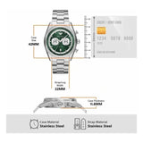 Emporio Armani Racer Chronograph Green Dial Silver Steel Strap Watch for Men - AR11637