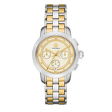 Tory Burch The Tory Chronograph White Dial Two Tone Steel Strap Watch for Women - TBW1052