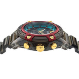 Versace Icon Active Chronograph Black Dial Black Rubber Strap Unisex Watch - VE8P00224