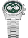 Emporio Armani Racer Chronograph Green Dial Silver Steel Strap Watch for Men - AR11637
