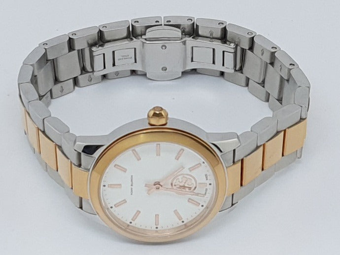 Tory Burch Collins White Dial Two Tone Steel Strap Watch for Women - TBW1305