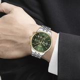 Hugo Boss Avery Chronograph Green Dial Silver Steel Strap Watch for Men - 1514159