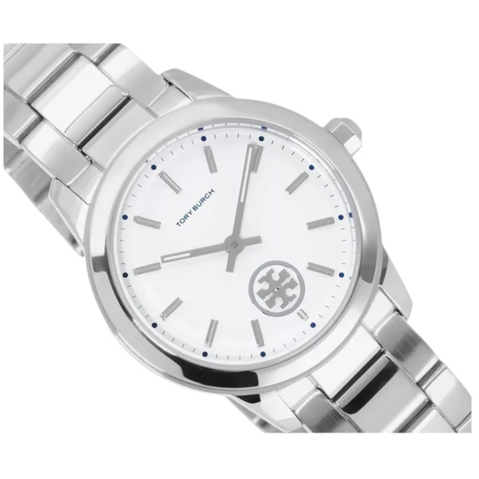 Tory Burch Collins White Dial Silver Steel Strap Watch for Women - TBW1301