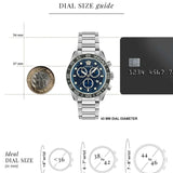 Versace Greca Dome Chronograph Blue Dial Silver Steel Strap Watch for Men - VE6K00323