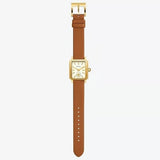 Tory Burch Robinson White Dial Brown Leather Strap Watch for Women - TBW1503