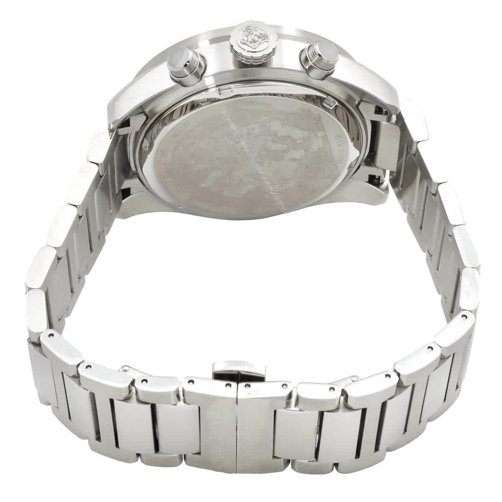 Versace Greca Dome Chronograph Blue Dial Silver Steel Strap Watch for Men - VE6K00323