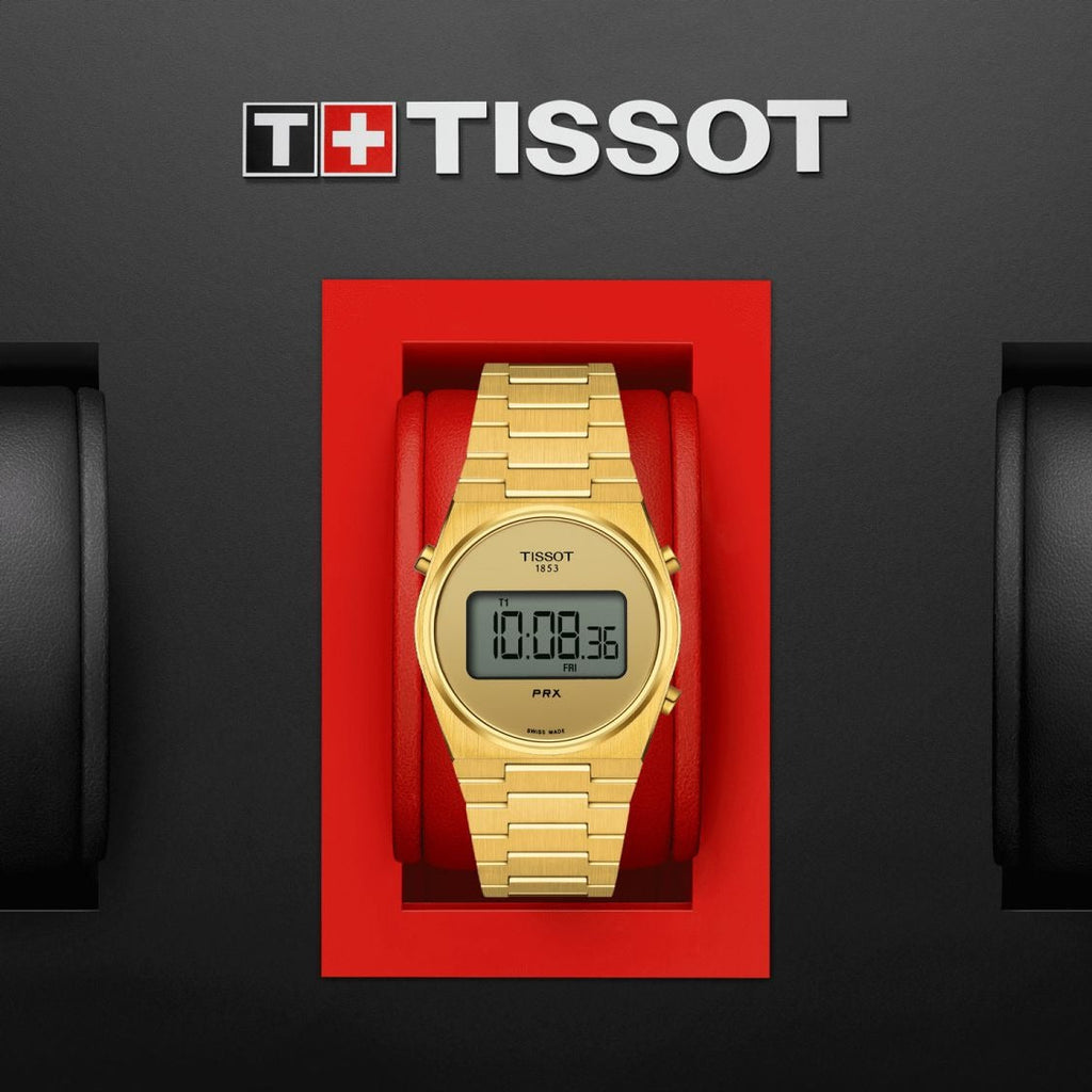 Tissot PRX Digital Quartz Gold Dial Gold Steel Strap Watch for Men - T137.463.33.020.00