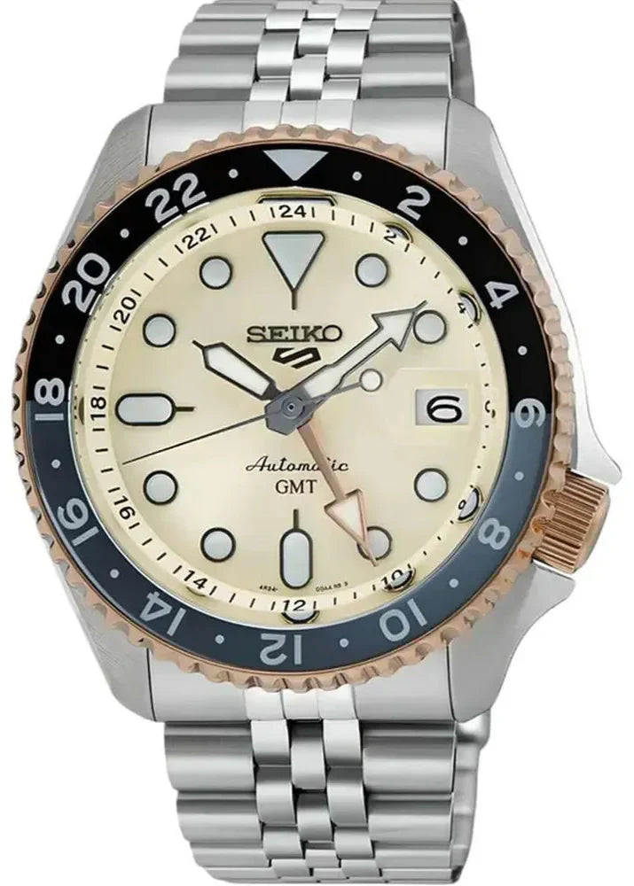 Seiko 5 GMT Sport Asia Exclusive Limited Edition Off White Dial Silver