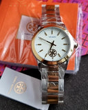 Tory Burch Collins White Dial Two Tone Steel Strap Watch for Women - TBW1306