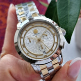 Tory Burch Classic Chronograph White Dial Two Tone Steel Strap Watch for Women - TBW1034
