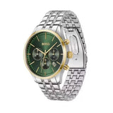 Hugo Boss Avery Chronograph Green Dial Silver Steel Strap Watch for Men - 1514159