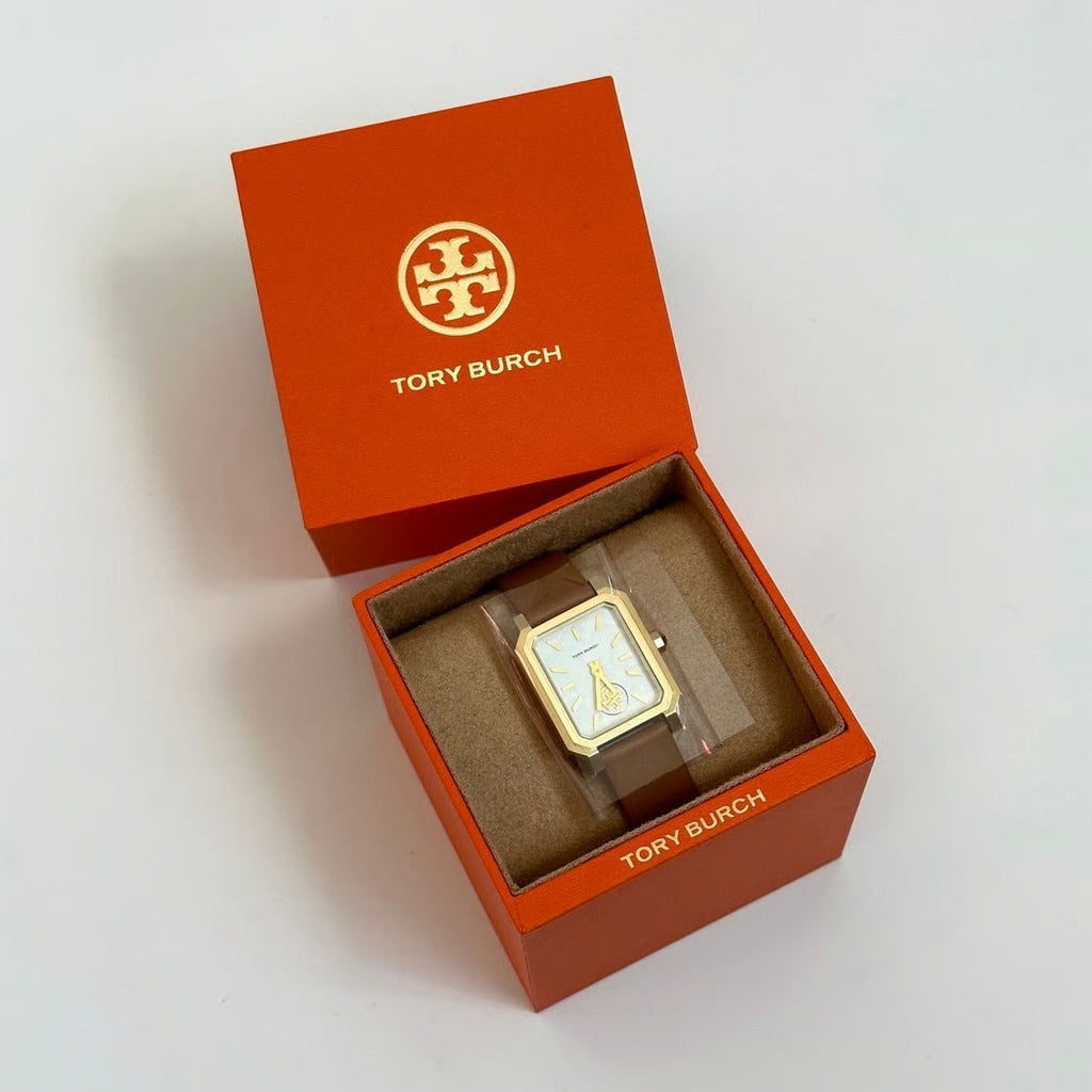 Tory Burch Robinson White Dial Brown Leather Strap Watch for Women - TBW1503