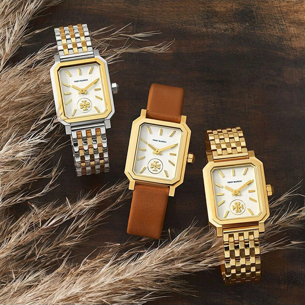 Tory Burch Robinson White Dial Gold Steel Strap Watch for Women - TBW1500