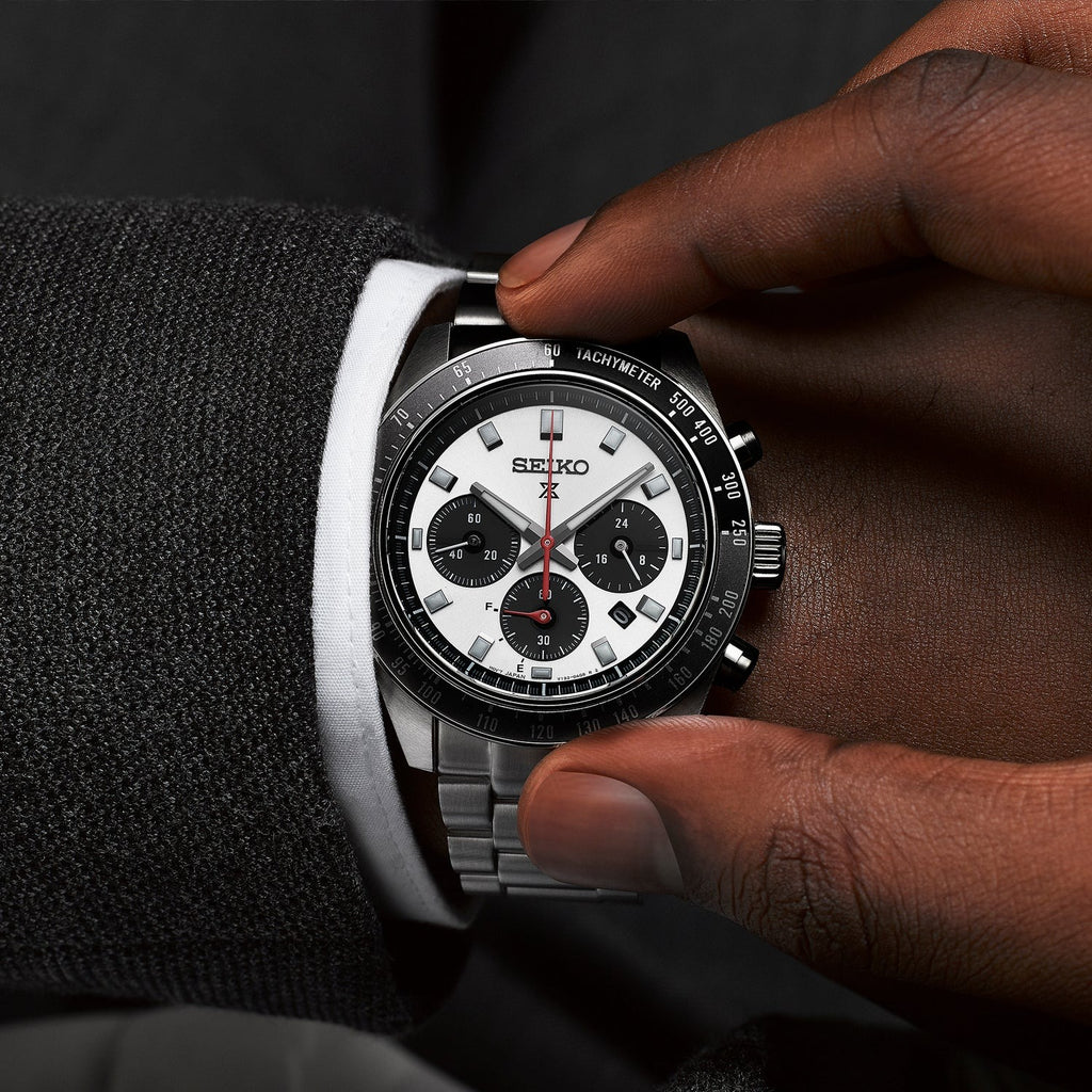 Seiko Prospex Speedtimer Solar Chronograph Silver Dial Silver Steel Strap Watch for Men - SSC911