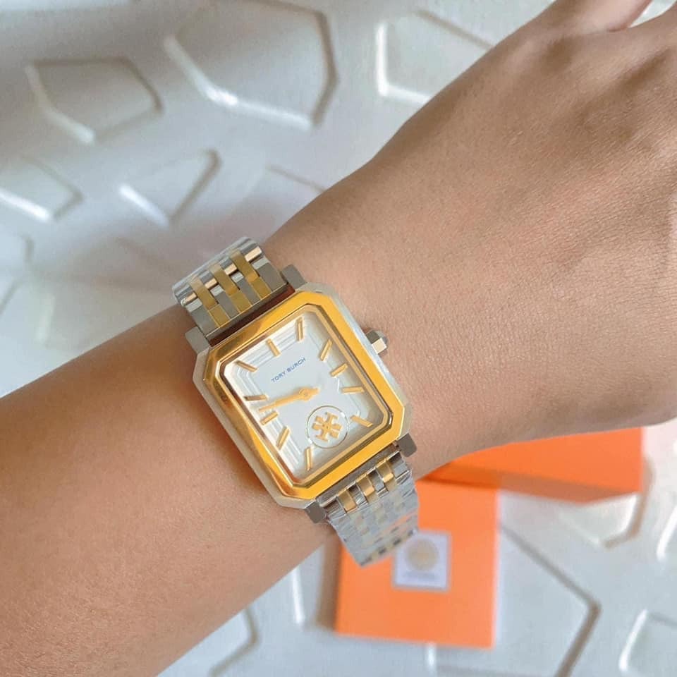 Tory Burch Robinson White Dial Two Tone Steel Strap Watch for Women - TBW1501