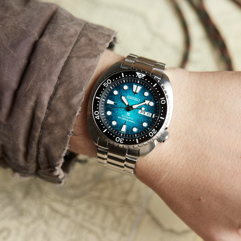 Seiko US Special Edition Automatic Green Dial Silver Steel Strap Watch for Men - SRPH57