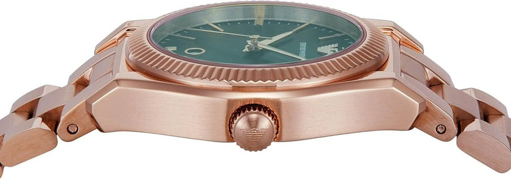 Emporio Armani Federica Analog Green Dial Rose Gold Steel Strap Watch for Women - AR11639