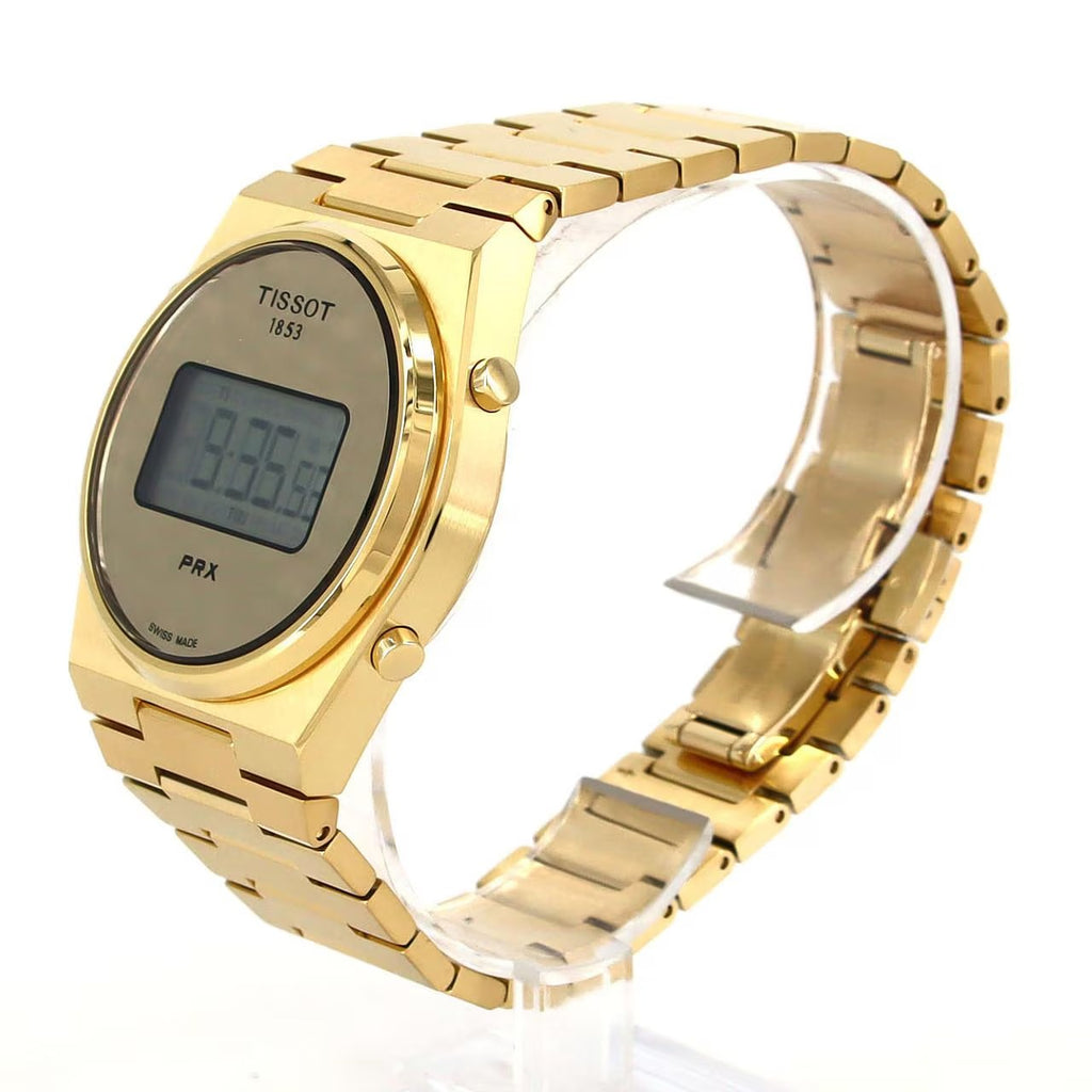 Tissot PRX Digital Quartz Gold Dial Gold Steel Strap Watch for Men - T137.463.33.020.00