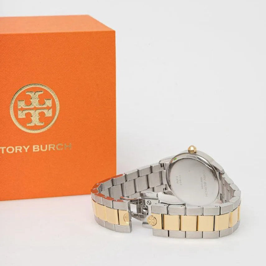 Tory Burch Collins White Dial Two Tone Steel Strap Watch for Women - TBW1306