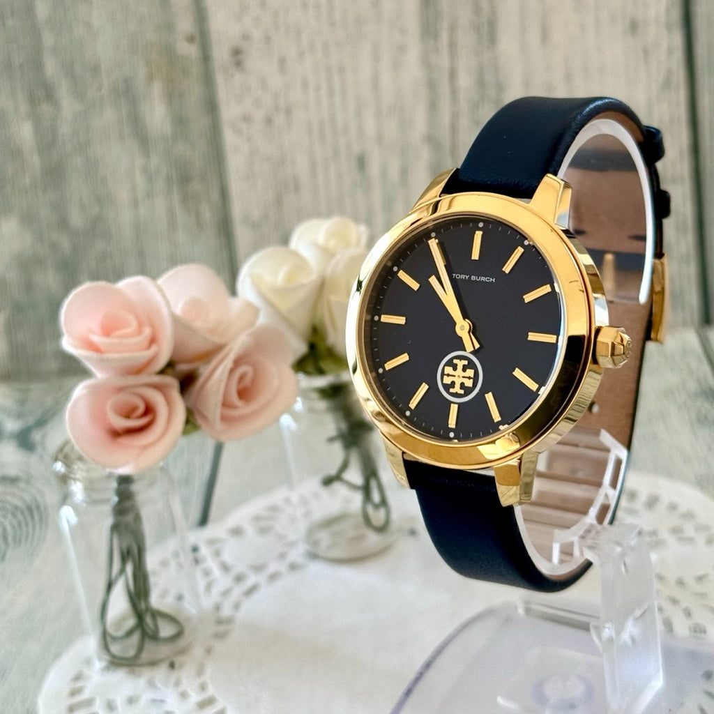 Tory Burch Collins Quartz Blue Dial Blue Leather Strap Watch for Women - TBW1203