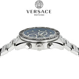 Versace Greca Dome Chronograph Blue Dial Silver Steel Strap Watch for Men - VE6K00323