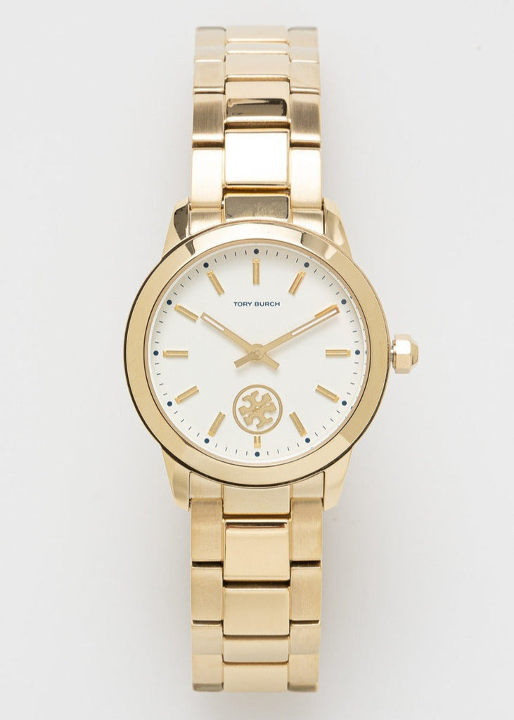 Tory Burch Collins White Dial Gold Steel Strap Watch for Women - TBW1300