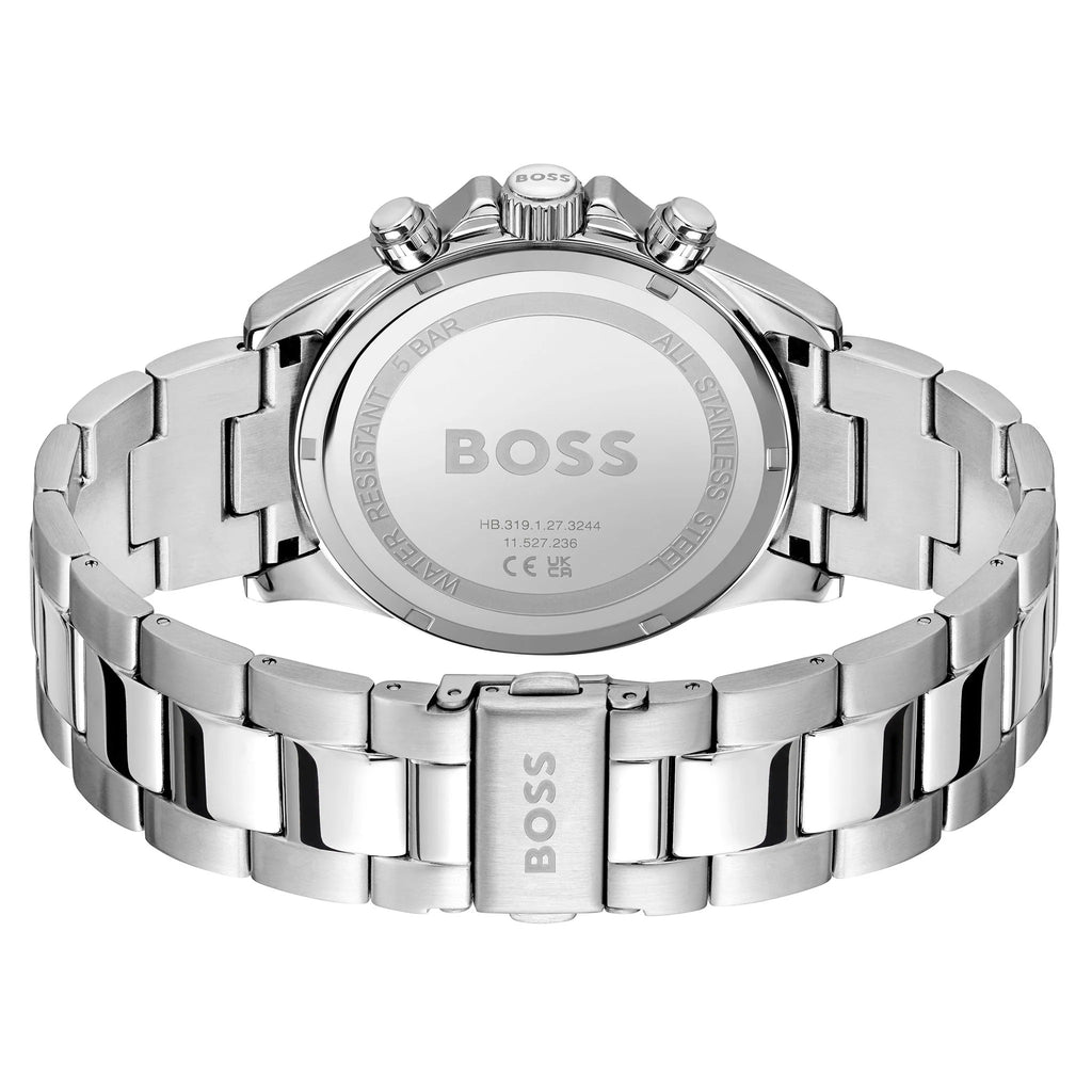 Hugo Boss Hero Chronograph Green Dial Silver Steel Strap Watch for Men - 1514217
