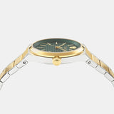 Versace V-Auria Quartz Green Dial Two Tone Steel Strap Watch for Men - VE0F00425