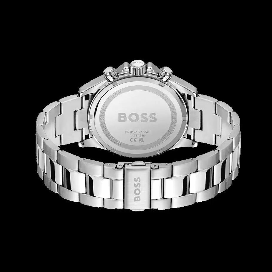 Hugo Boss Hero Chronograph Green Dial Silver Steel Strap Watch for Men - 1514217