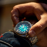 Seiko US Special Edition Automatic Green Dial Silver Steel Strap Watch for Men - SRPH57