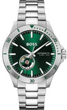 Hugo Boss Troper Automatic Chronograph Green Dial Silver Steel Strap Watch for Men - 1514200