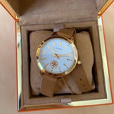 Tory Burch Collins Quartz White Dial Brown Leather Strap Watch for Women - TBW1304