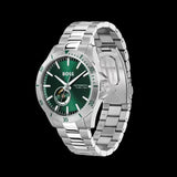 Hugo Boss Troper Automatic Chronograph Green Dial Silver Steel Strap Watch for Men - 1514200