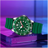 Citizen Mechanical Automatic Green Dial Green Rubber Strap Watch for Men - NJ0129-10X