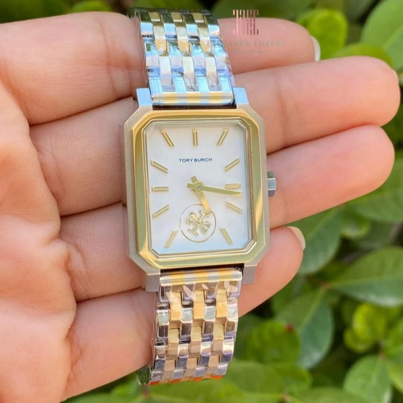 Tory Burch Robinson White Dial Two Tone Steel Strap Watch for Women - TBW1501