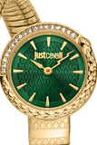 Just Cavalli Enchanting Green Dial Gold Steel Strap Watch for Women - JC1L301M0035