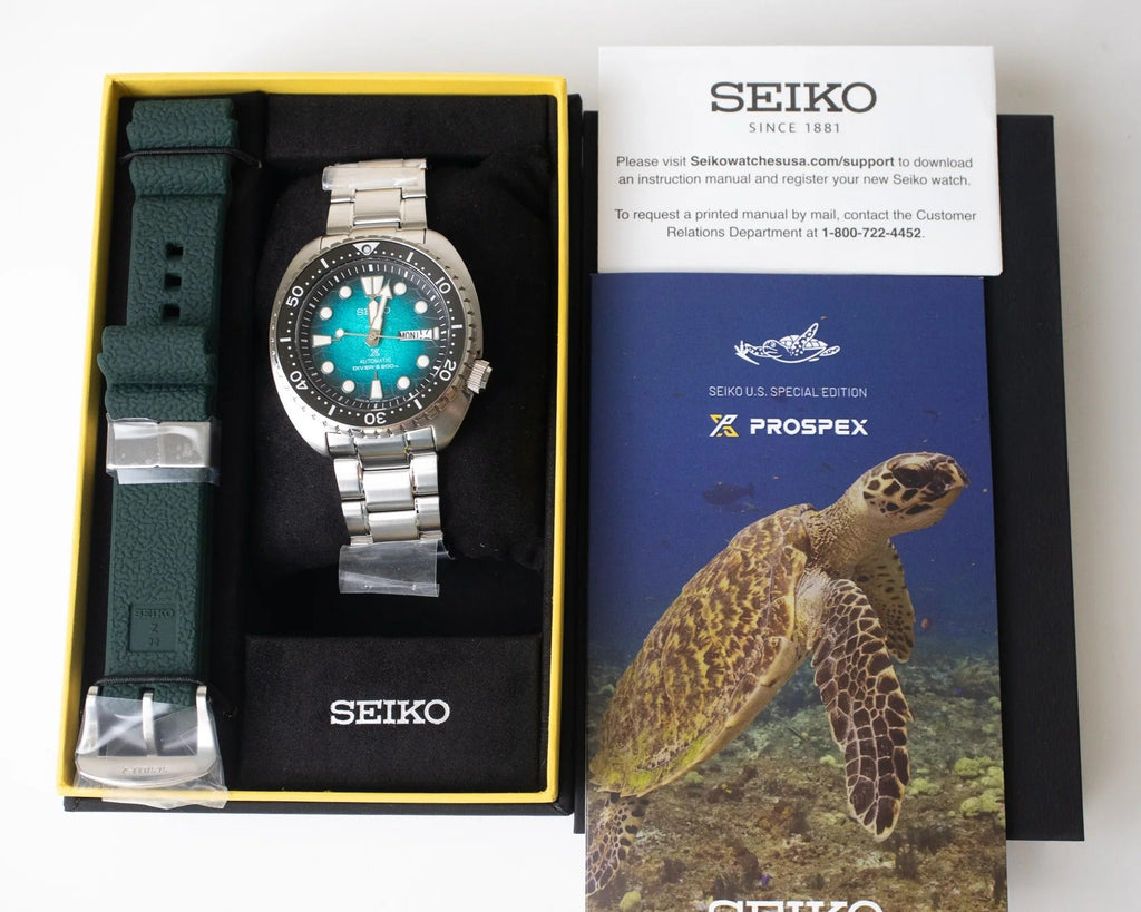 Seiko US Special Edition Automatic Green Dial Silver Steel Strap Watch for Men - SRPH57