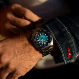 Seiko US Special Edition Automatic Green Dial Silver Steel Strap Watch for Men - SRPH57