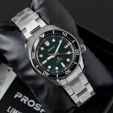 Seiko Prospex 140th Anniversary Limited Edition Automatic Scuba Divers Green Dial Silver Steel Strap Watch for Men - SPB207J1
